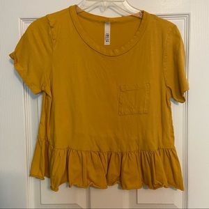 Gold Ruffle Hem Tee